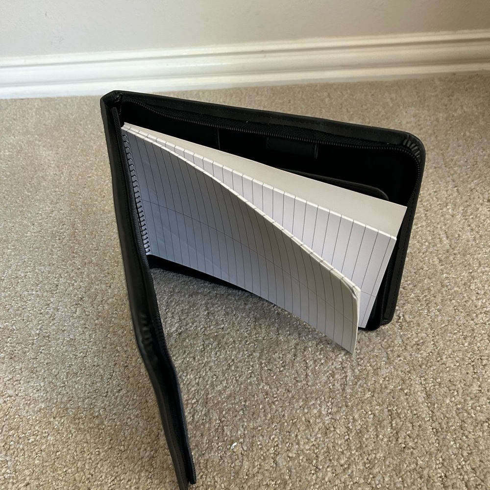 Portfolio faux blk leather 8” x 10” zippered SUPER FAST SHIPPING